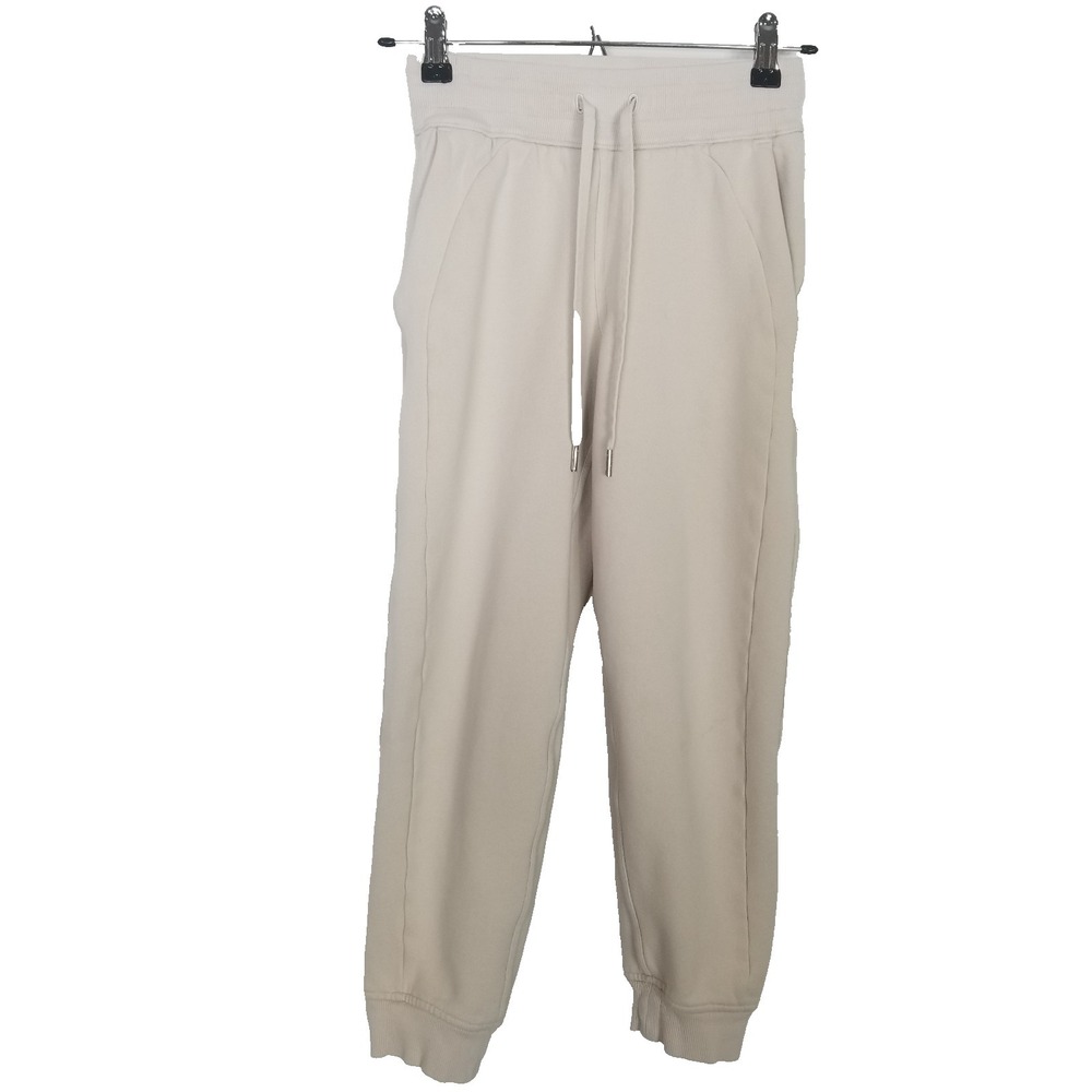 Lululemon Women Scuba Joggers Pants Sz 0 Ivory Athletic Drawstring Gym School
